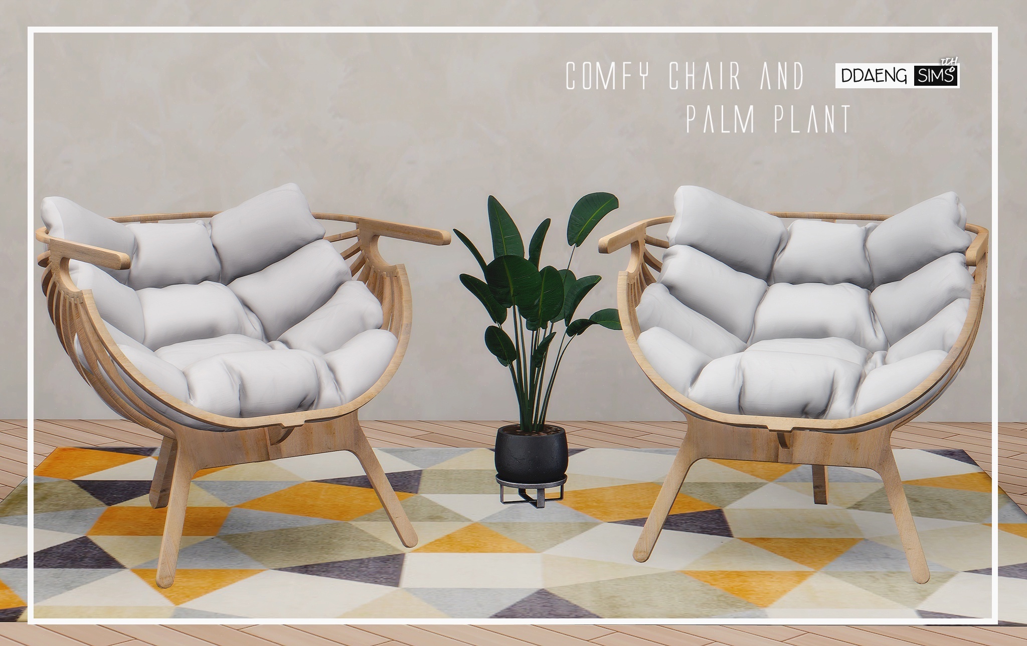 Comfy Chair and Palm Plant by Ddaeng для Симс 4. Скачать мод