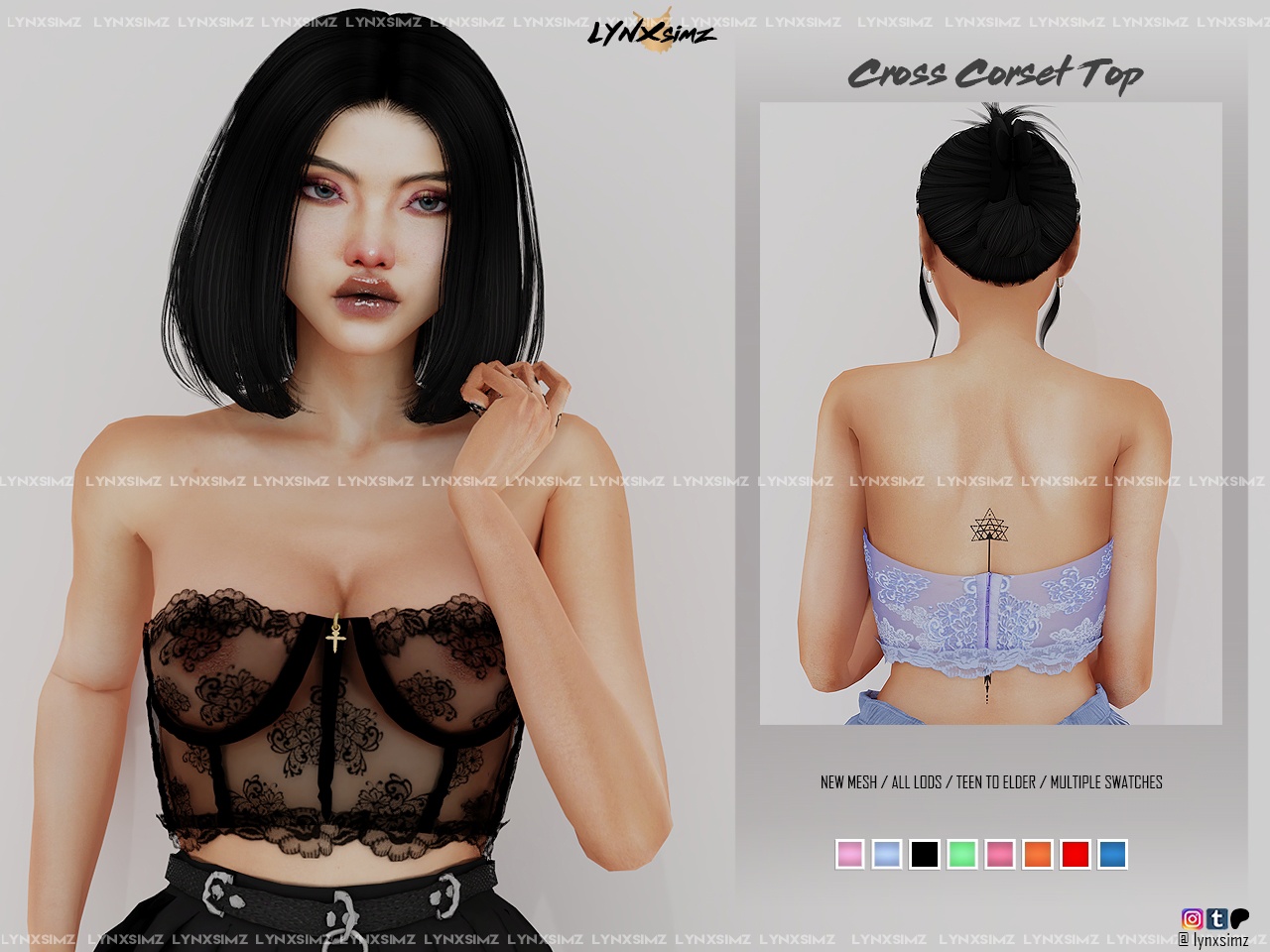Cross Corset Top  для Симс 4. Скачать мод