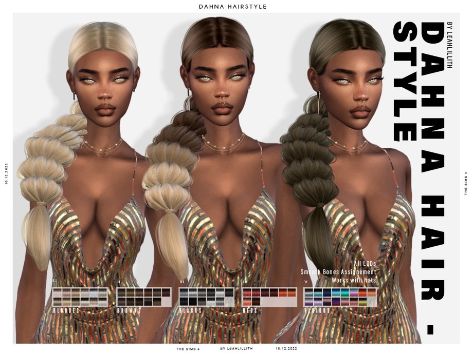 Dahna Hairstyle by Leah Lillith для Симс 4. Скачать мод