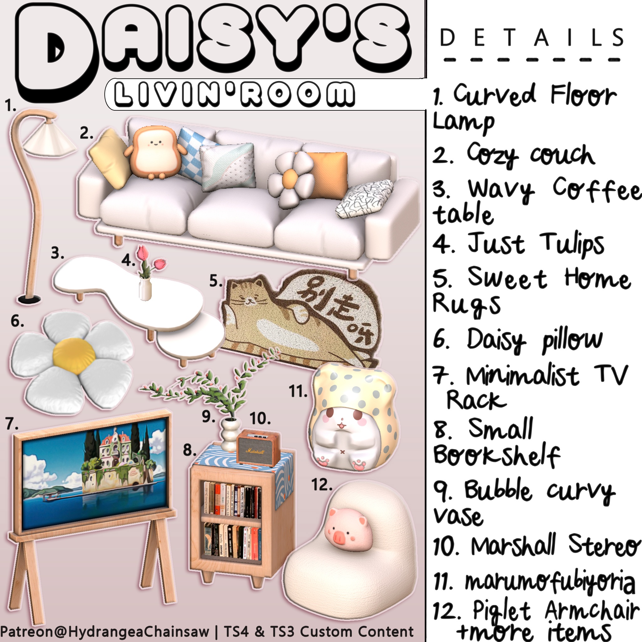 Daisy's Livin'Room🌼 by Hydrangea для Симс 4. Скачать мод