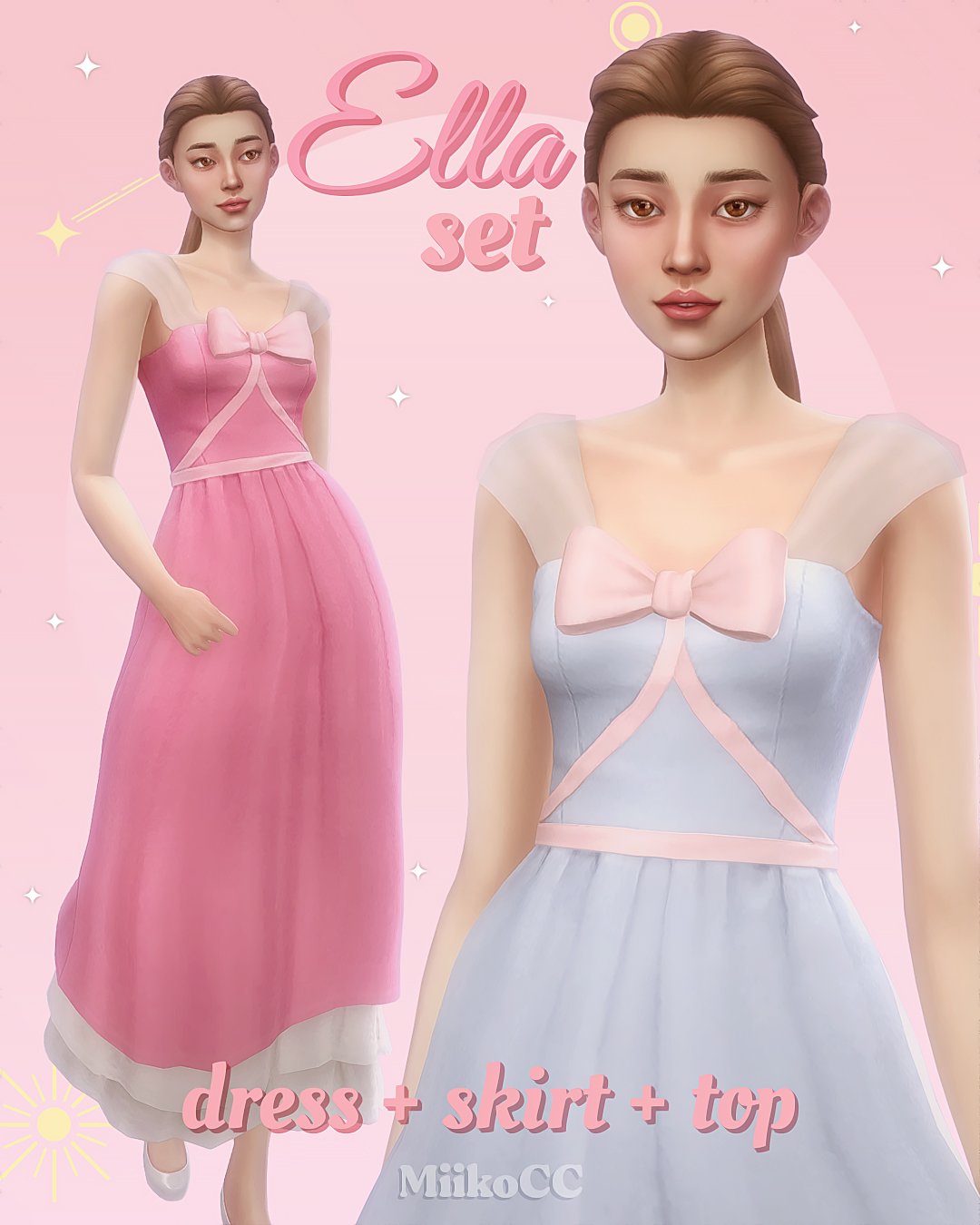 Ella set. Платье, юбка, топ для Симс 4. Скачать мод