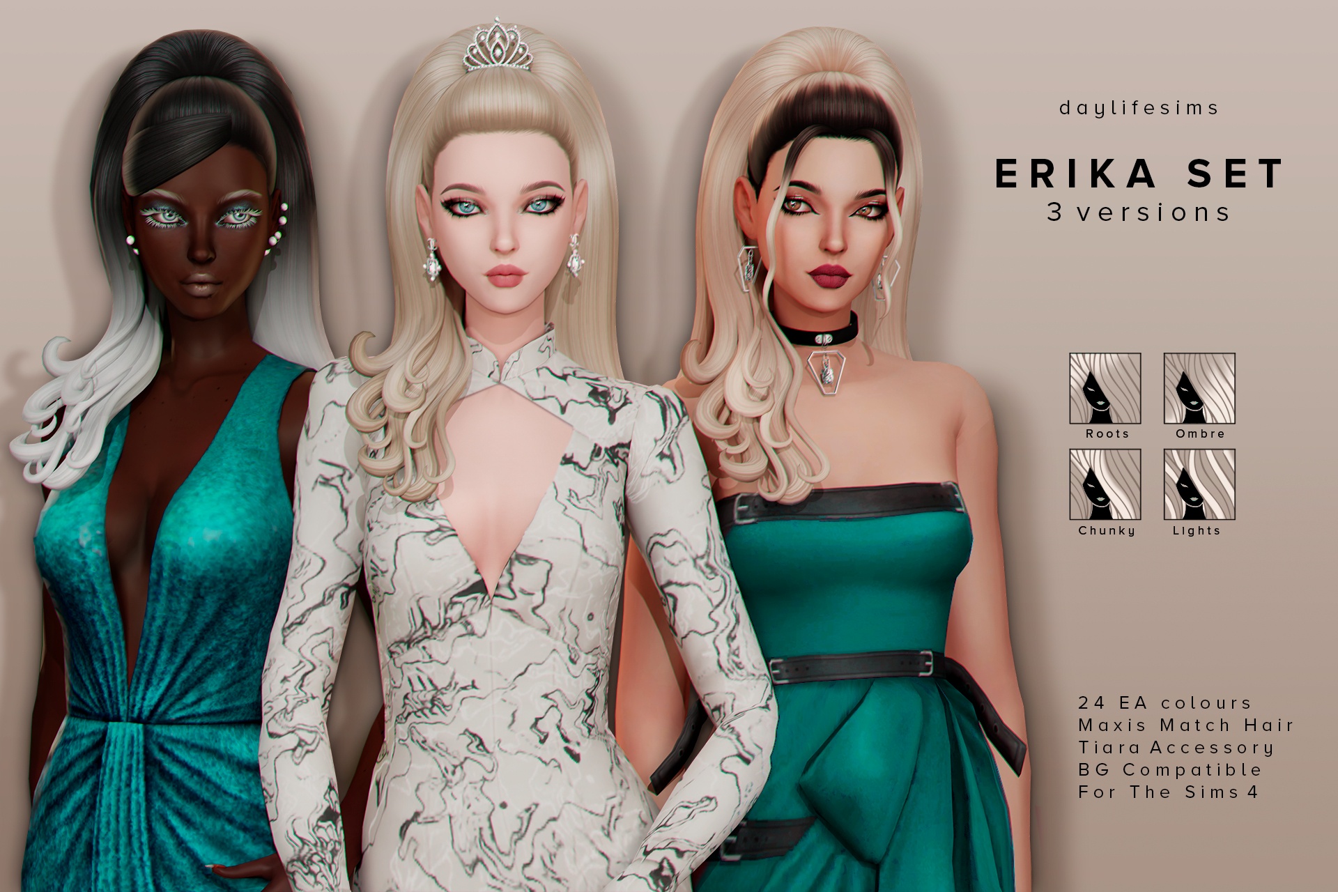 ❁ ERIKA HAIR SET ❁ для Симс 4. Скачать мод