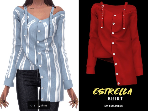 Estrellashirt by Grafity-CC для Симс 4. Скачать мод