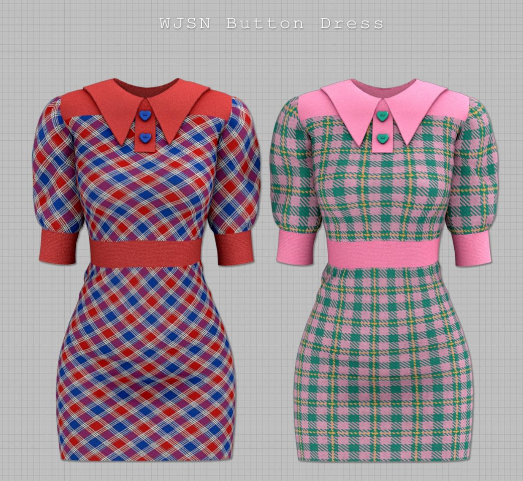 EunoSims - WJSN Button Dress для Симс 4. Скачать мод