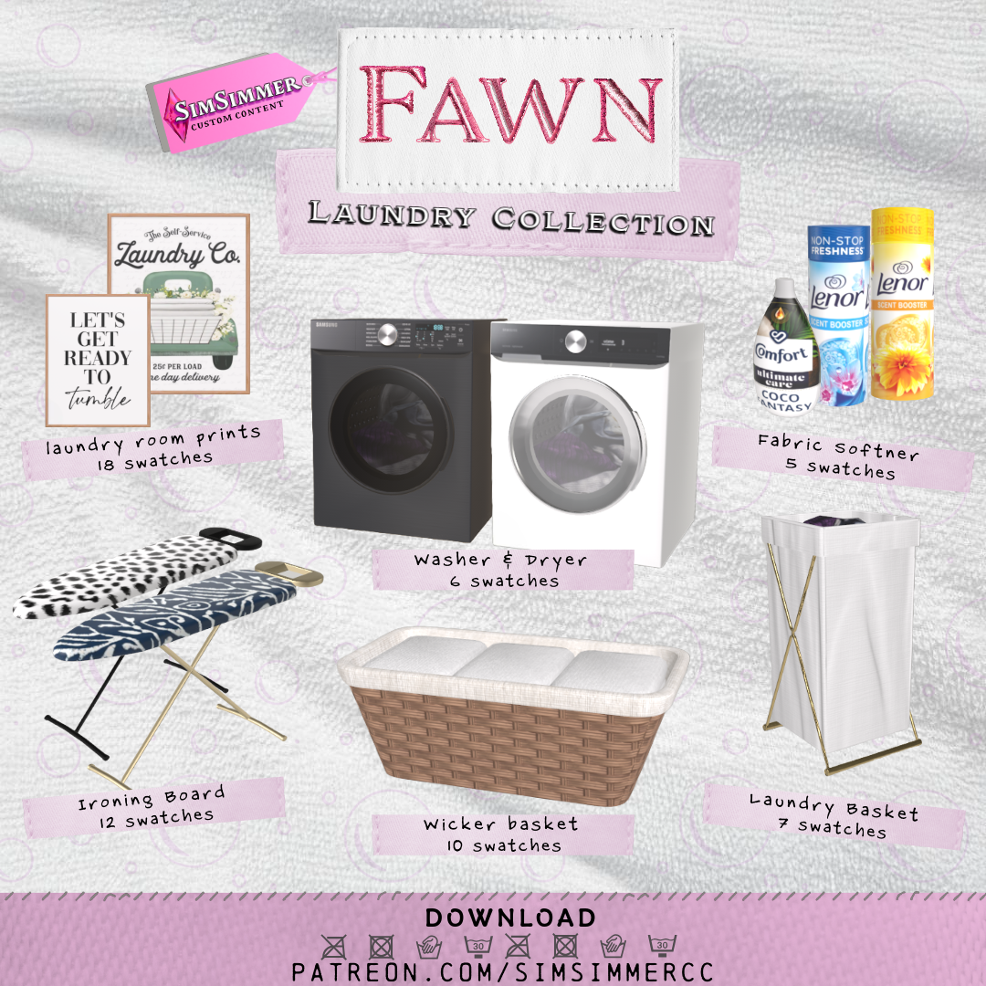 Fawn Laundry Collection для Симс 4. Скачать мод
