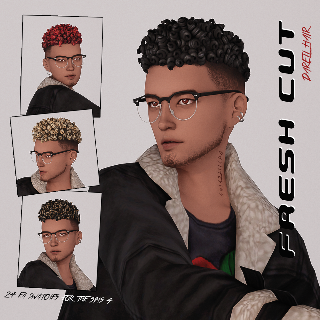 FRESH CUT SET - Darell Hair для Симс 4. Скачать мод