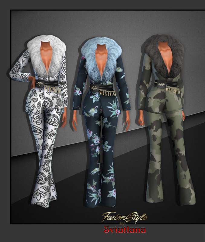 FusionStyle комплект с меховым воротником MOSCHINO для Симс 4. Скачать мод