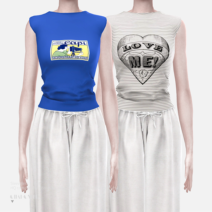 Футболка - Sleeveless T-shirt для Симс 4. Скачать мод