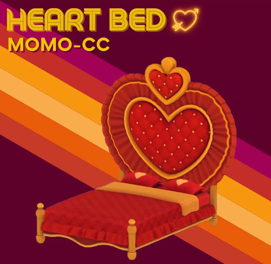 Heart Bed Created By MOMO-CC для Симс 4. Скачать мод