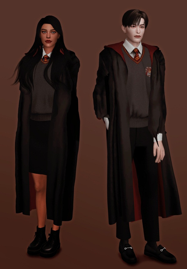 Hogwarts uniform & Cape by thisiskiro для Симс 4. Скачать мод