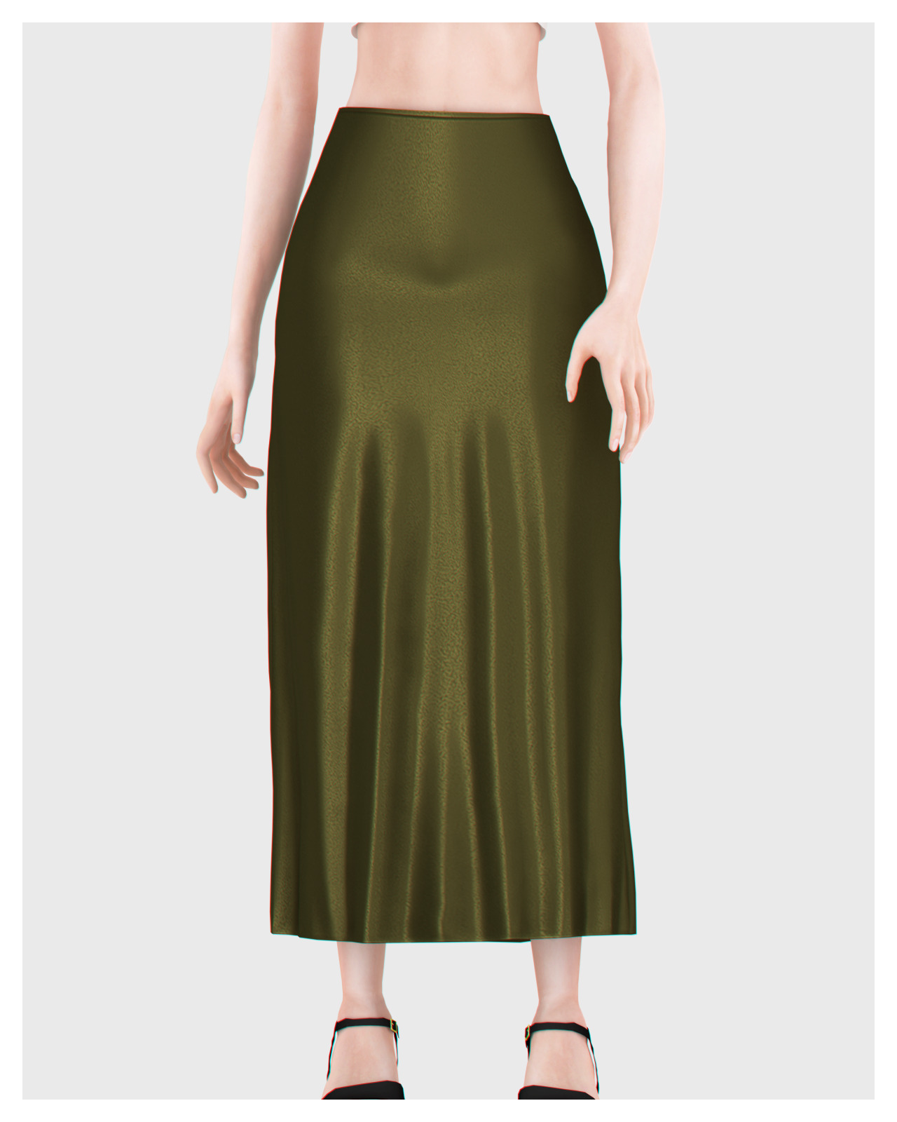 Юбка - Silk Midi Skirt  для Симс 4. Скачать мод