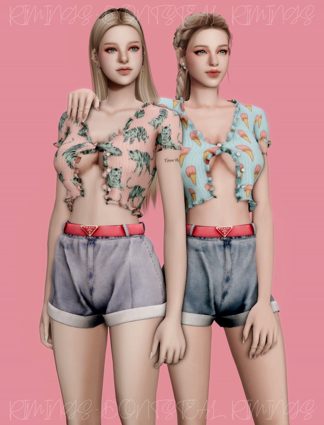 Кардиган +шортики PRADA для Симс 4. Скачать мод