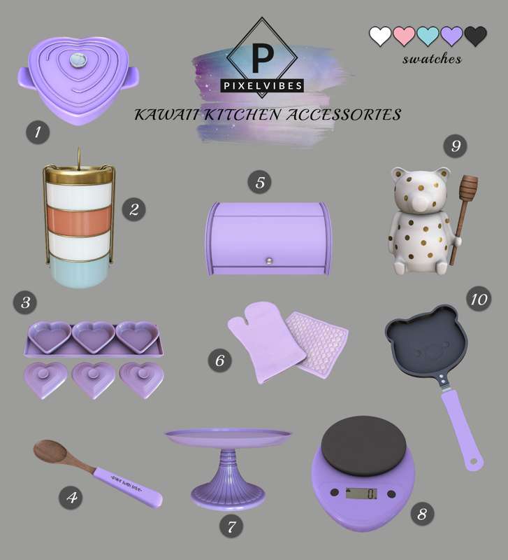 Kawaii Kitchen Accessories для Симс 4. Скачать мод