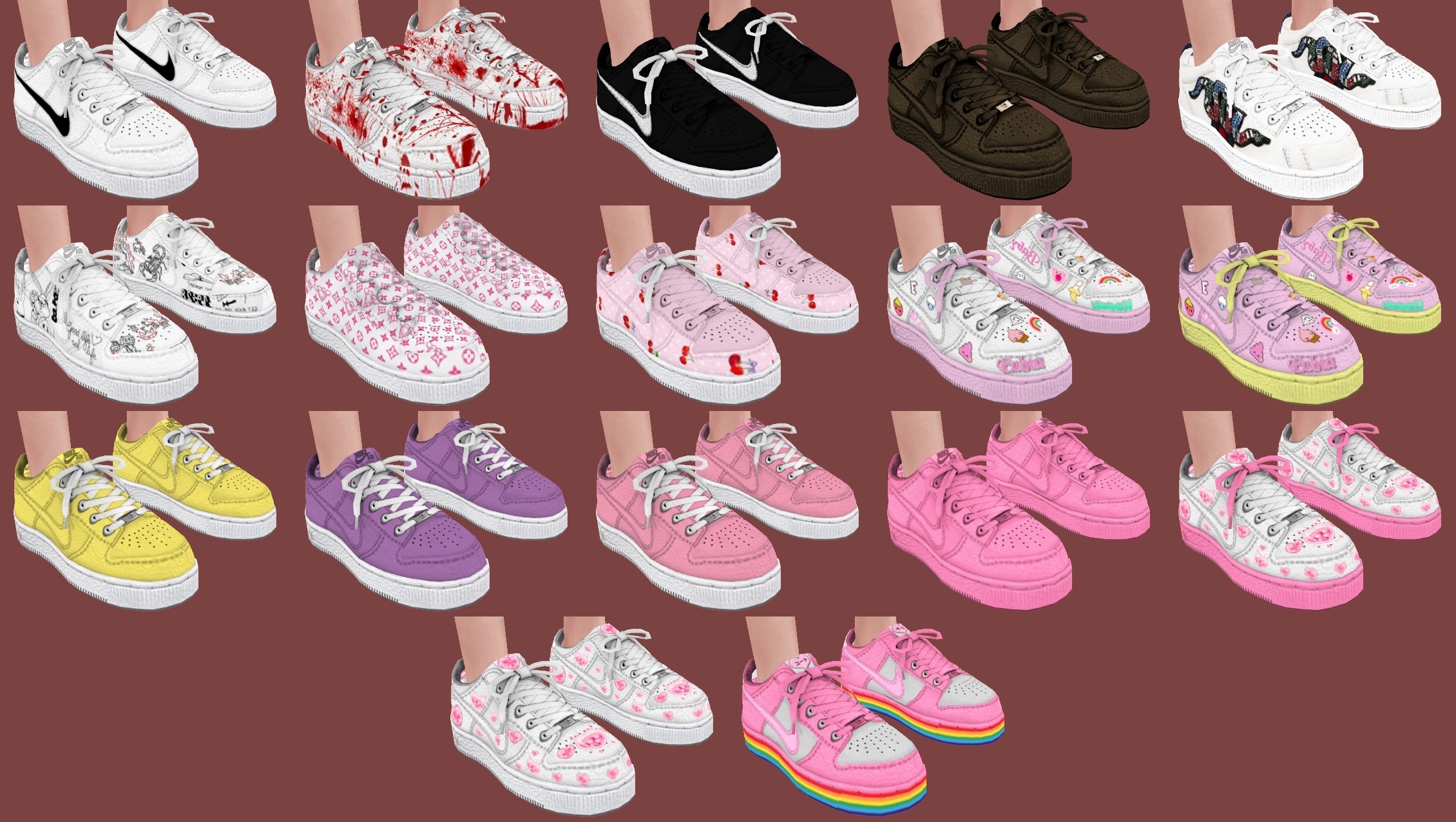 Кеды - Nike Air Force Shoes #1  для Симс 4. Скачать мод