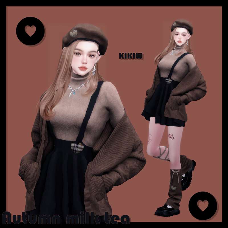 [KIKIW]Autumn milk tea для Симс 4. Скачать мод