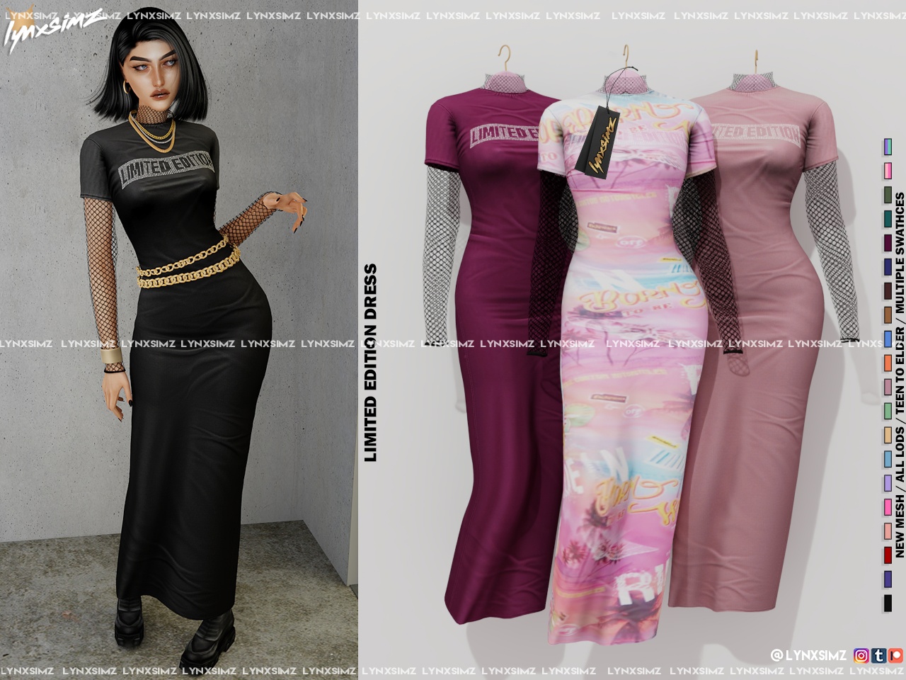 Limited Edition Dress by LYNXSimz для Симс 4. Скачать мод