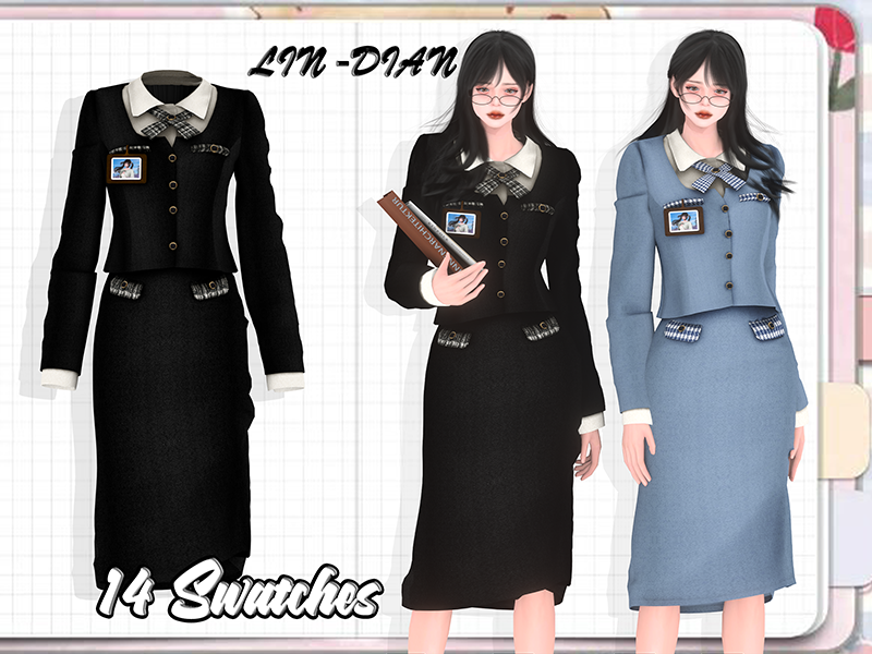 LIN-DIAN Blazers and skirts для Симс 4. Скачать мод
