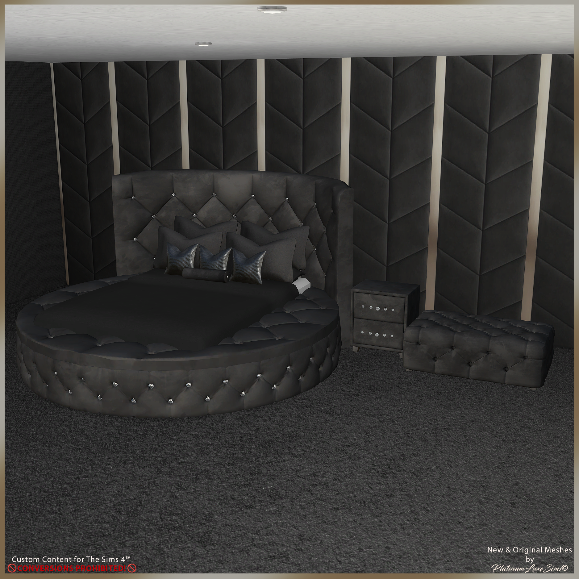 Luxe Chester Bed для Симс 4. Скачать мод
