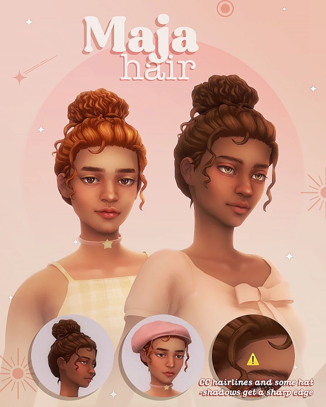 Maja hair by Miiko для Симс 4. Скачать мод