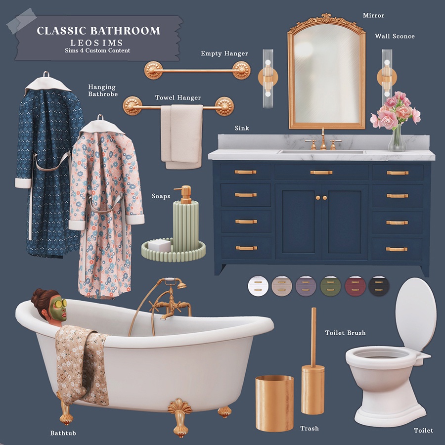Мебель для ванной - Classic Bathroom для Симс 4. Скачать мод