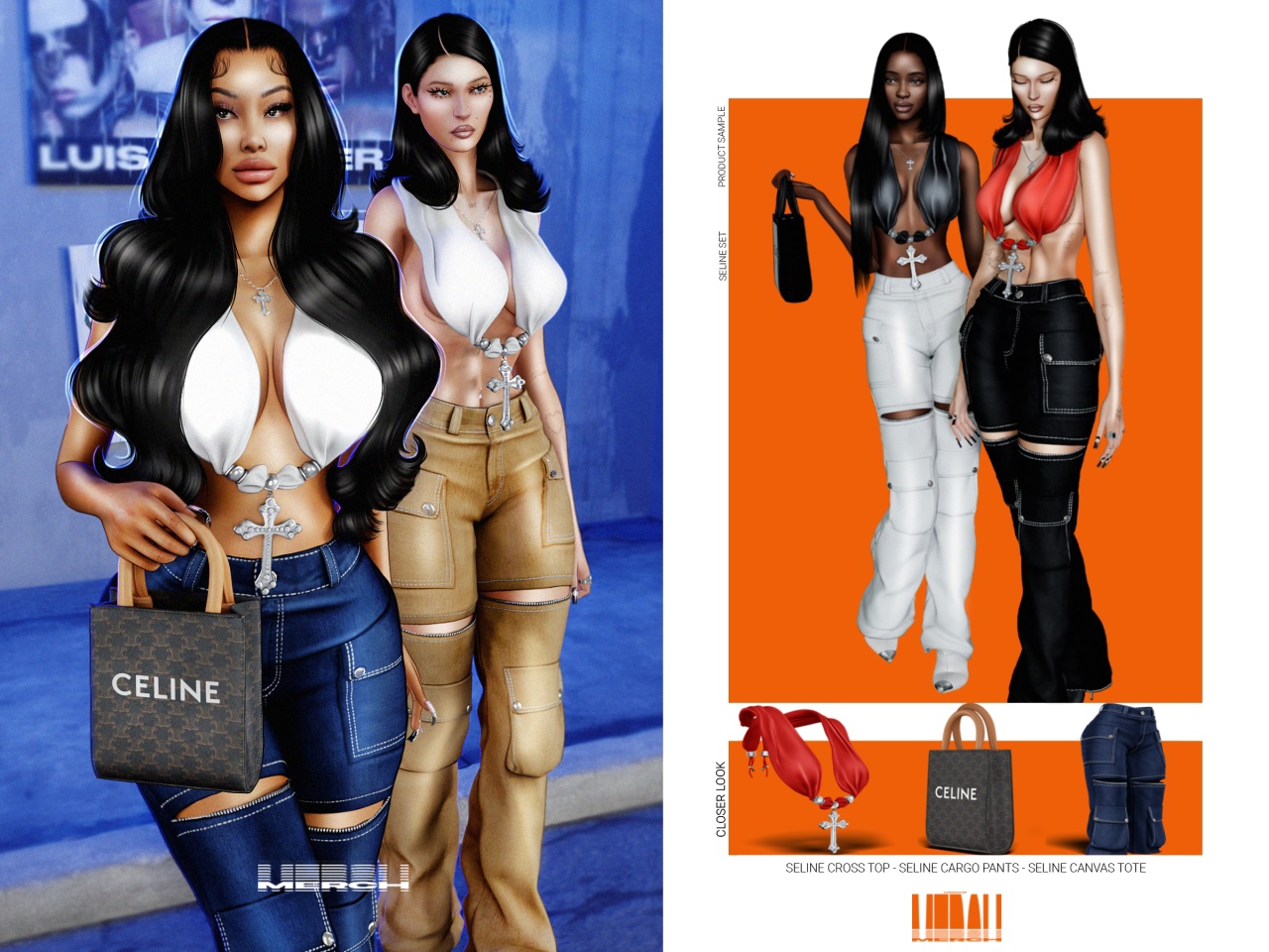 Merch - Seline Set для Симс 4. Скачать мод