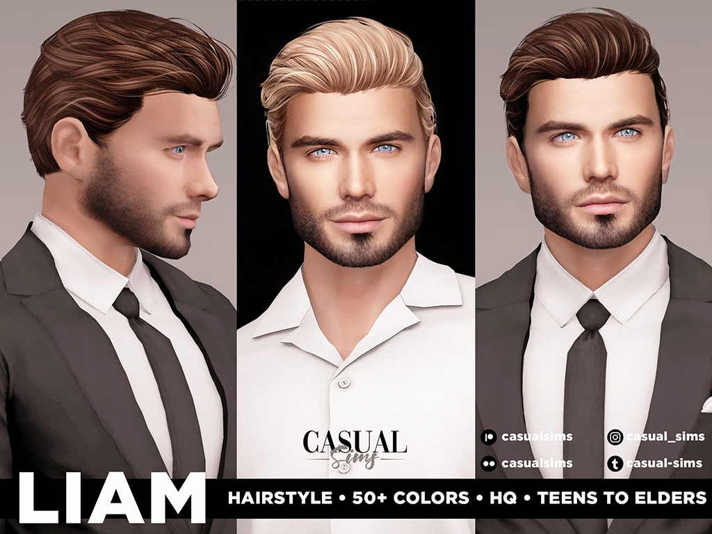 Мужская прическа. Liam Hairstyle для Симс 4. Скачать мод
