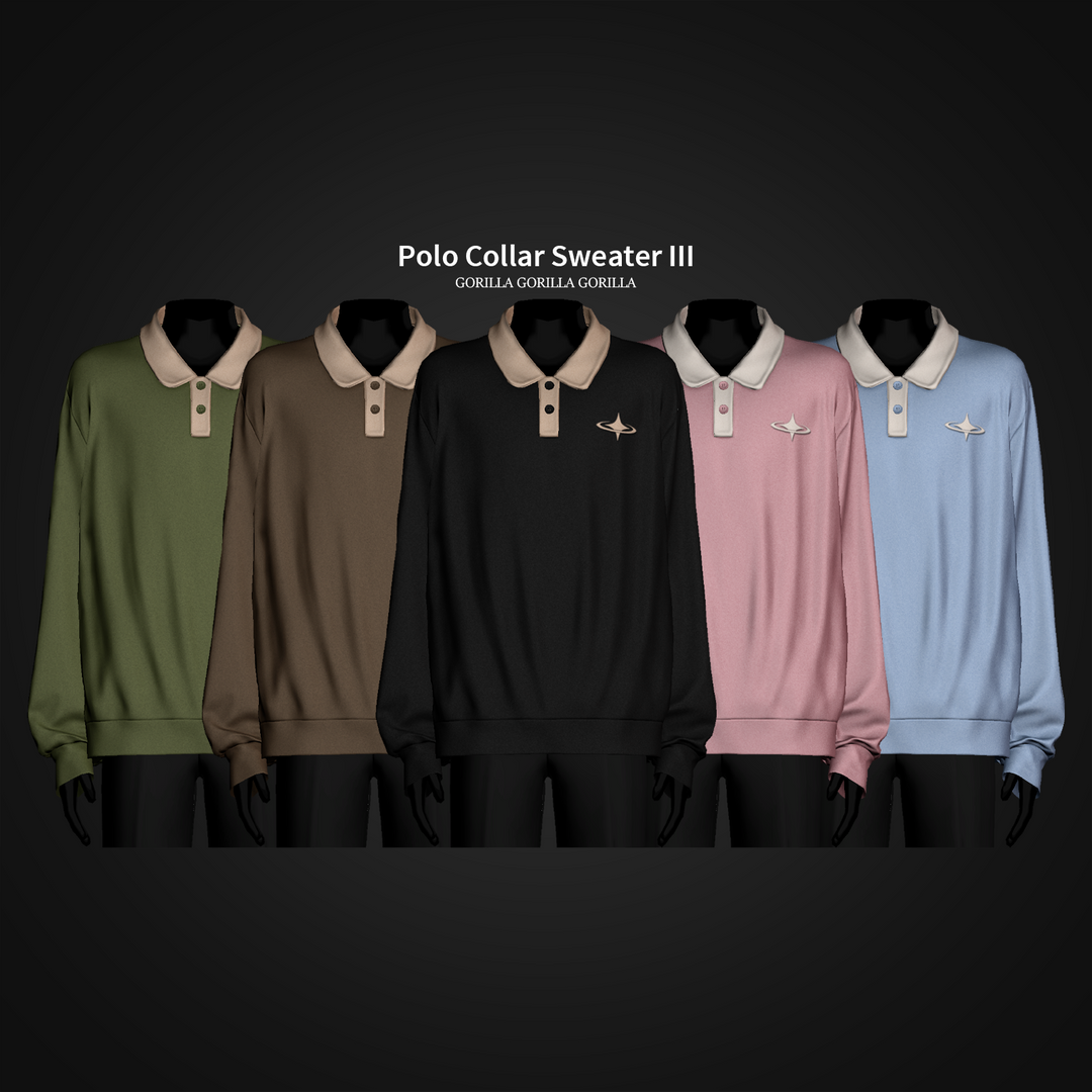 Мужской Поло-Свитер Polo Collar Sweater III от Gorilla Gorilla Gorilla. для Симс 4. Скачать мод