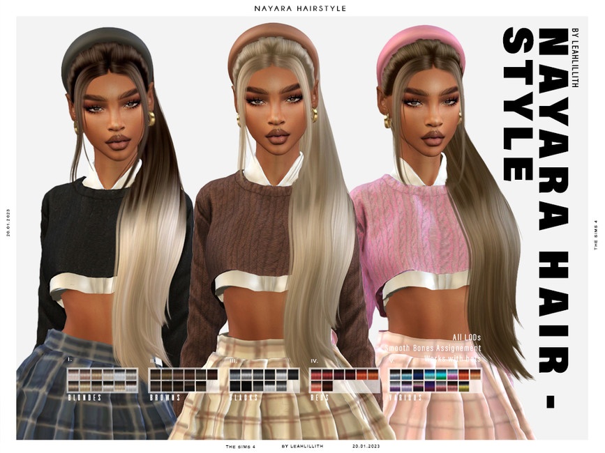 🍥🌸💮Nayara Hairstyle 🍥🌸💮 для Симс 4. Скачать мод
