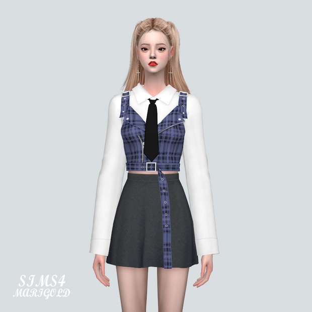 NeckTie Shirts Leather Bustie для Симс 4. Скачать мод