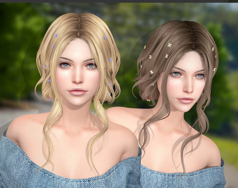 Newsea - Wisteria Garden Hairstyle Set для Симс 4. Скачать мод