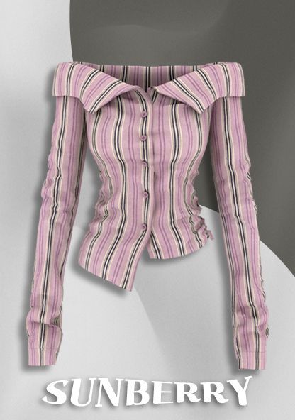 open-shoulder shirt top by sunberry для Симс 4. Скачать мод