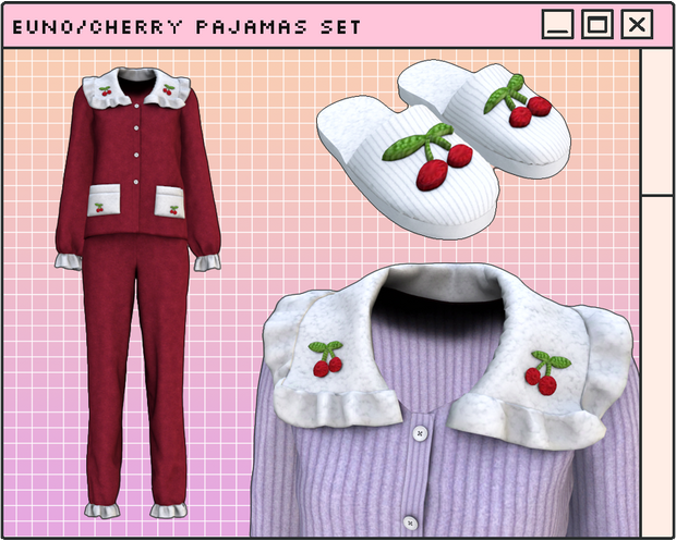 🍒Пижама и тапочки - Cherry🍒 для Симс 4. Скачать мод