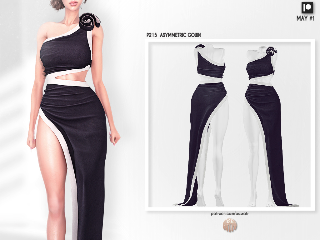 Платье. ASYMMETRIC GOWN для Симс 4. Скачать мод