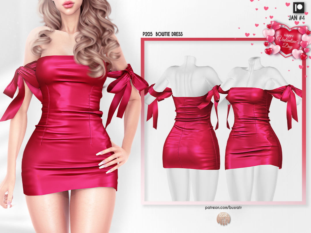 Платье - BOWTIE DRESS для Симс 4. Скачать мод