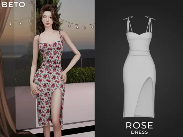 Платье - Rose Dress для Симс 4. Скачать мод