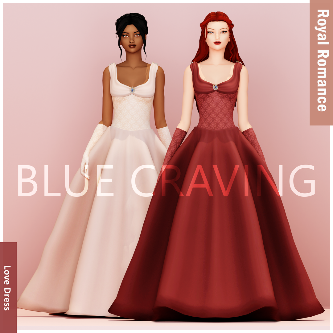 Платье "Royal Romance - Love Dress" для Симс 4. Скачать мод