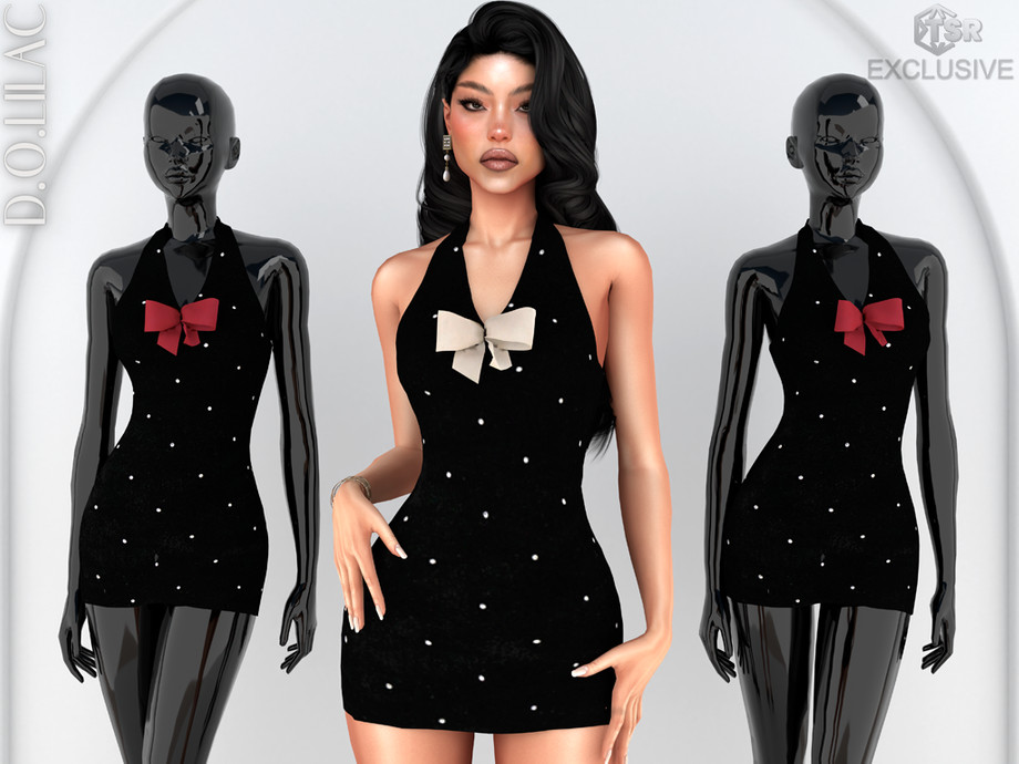 Платье. Velvet Mini Dress. для Симс 4. Скачать мод
