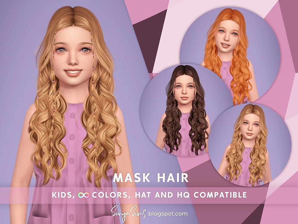 Прическа - MASK HAIR KIDS для Симс 4. Скачать мод