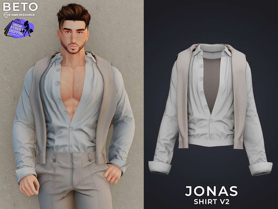 Рубашка Jonas V2 для Симс 4. Скачать мод
