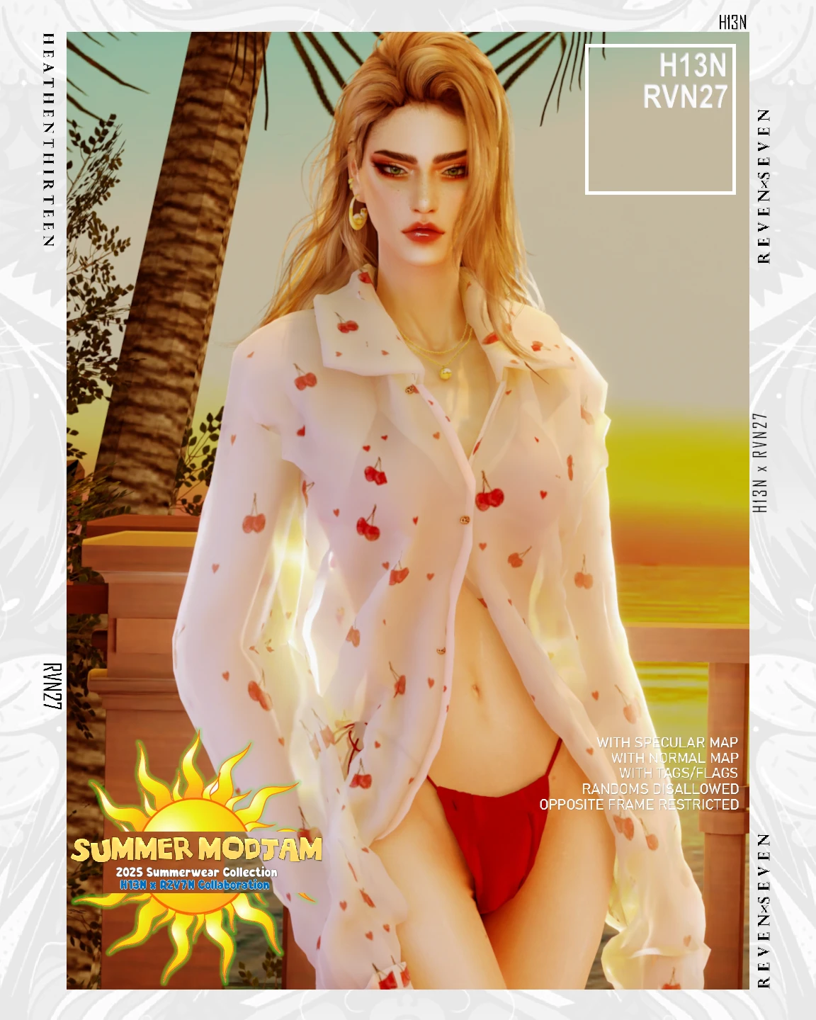 Рубашка - Sheer Longsleeves Summer Shirt для Симс 4. Скачать мод