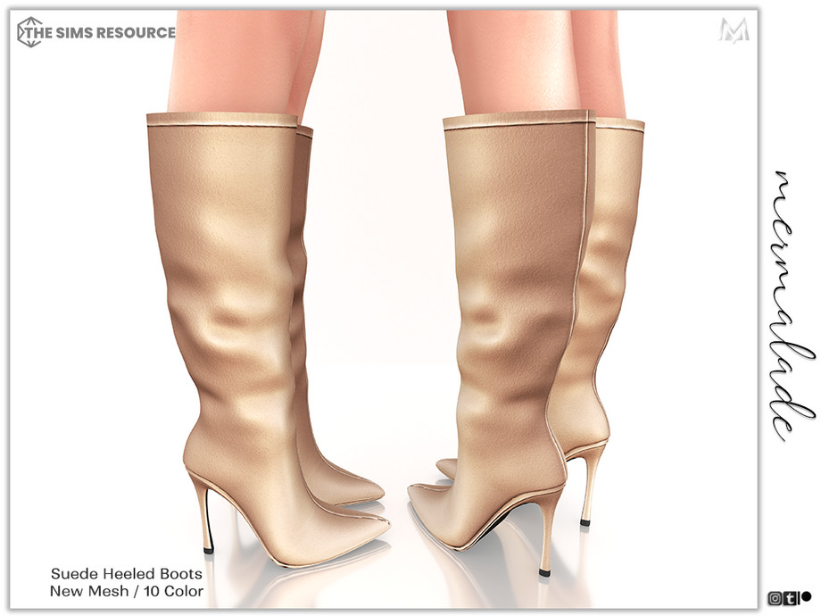 Сапоги - Suede Heeled Boots для Симс 4. Скачать мод