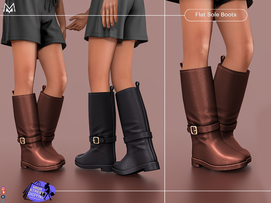 Сапожки - Flat Sole Boots (toddler, child) для Симс 4. Скачать мод