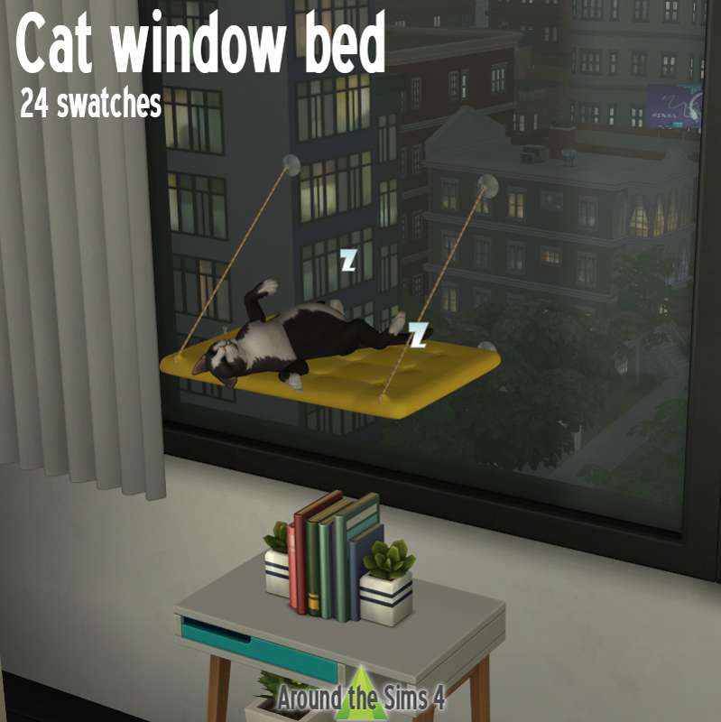 Sims 4 - Кошачья кровать у окна для Симс 4. Скачать мод