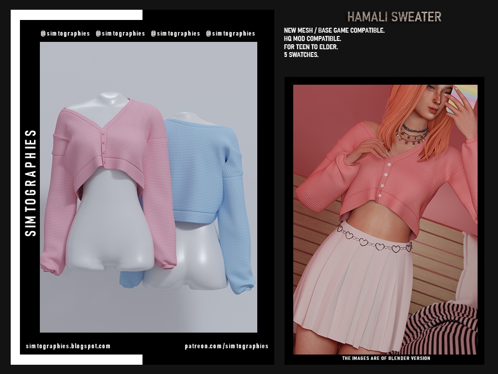 Simtographies - Hamali Sweater для Симс 4. Скачать мод