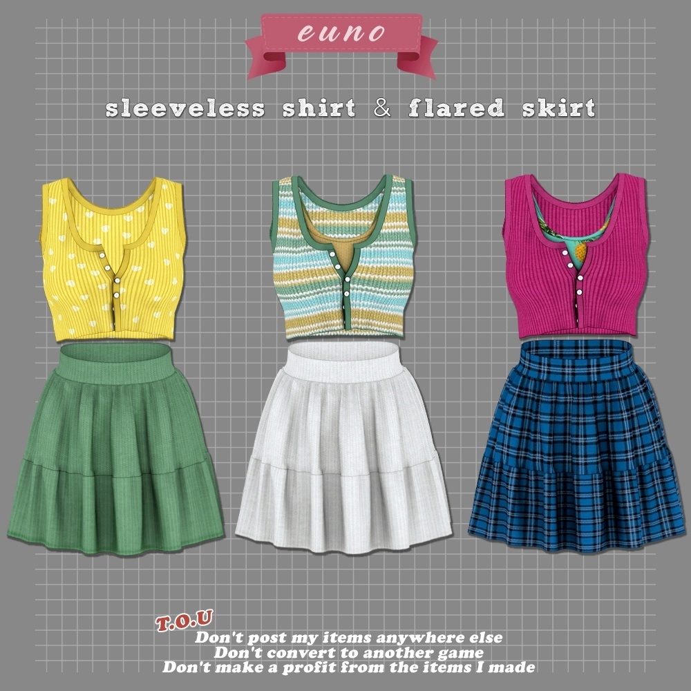 sleeveless shirt & flared skirt для Симс 4. Скачать мод