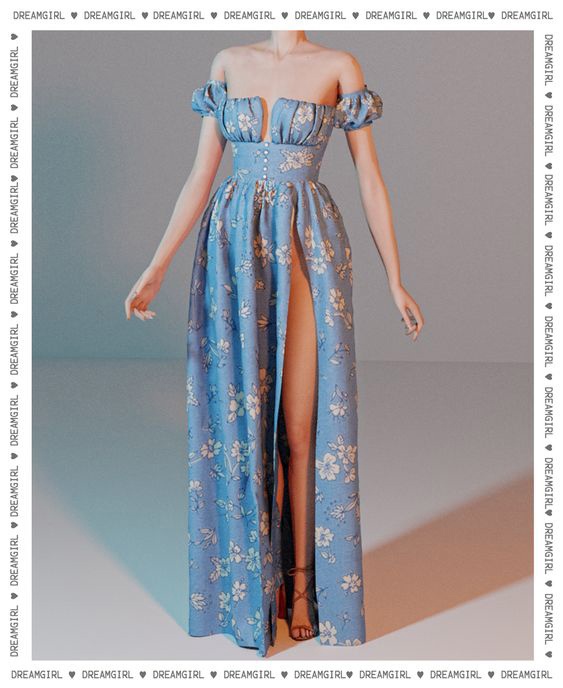 Slit Dress by DreamGirl для Симс 4. Скачать мод