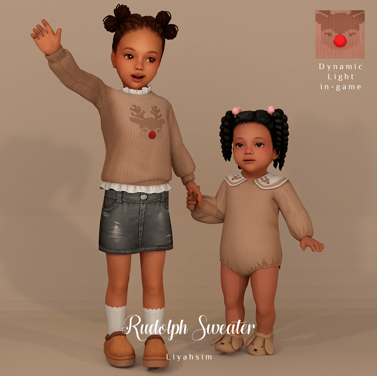 Свитер. Rudolph Sweater - Infant, Toddler для Симс 4. Скачать мод