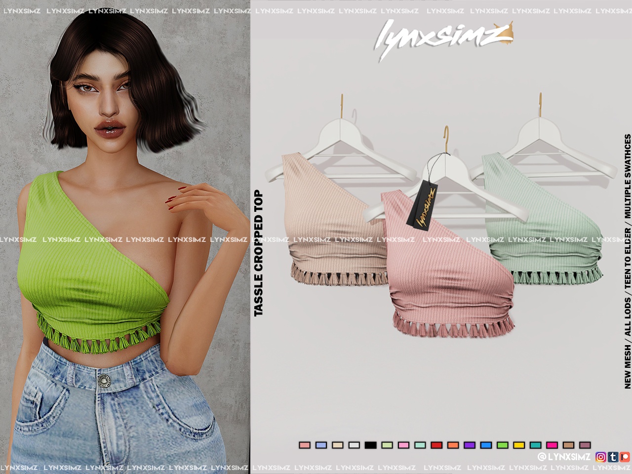 Tassel Cropped Top для Симс 4. Скачать мод