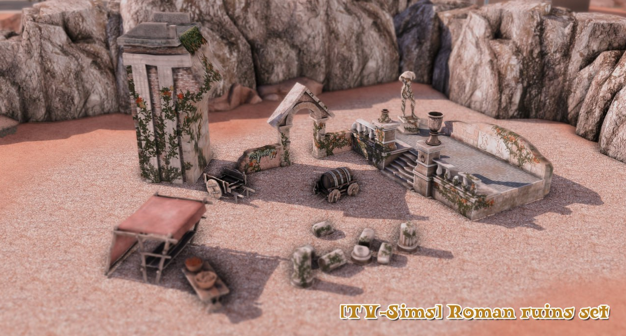TV Sims - Roman Ruins Set для Симс 4. Скачать мод