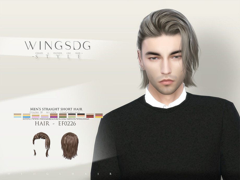 WINGS Men’s straight short hair для Симс 4. Скачать мод
